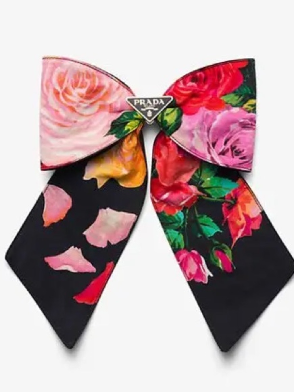 PRADA Floral fabric Bow Tie in Pink, Black & Green
